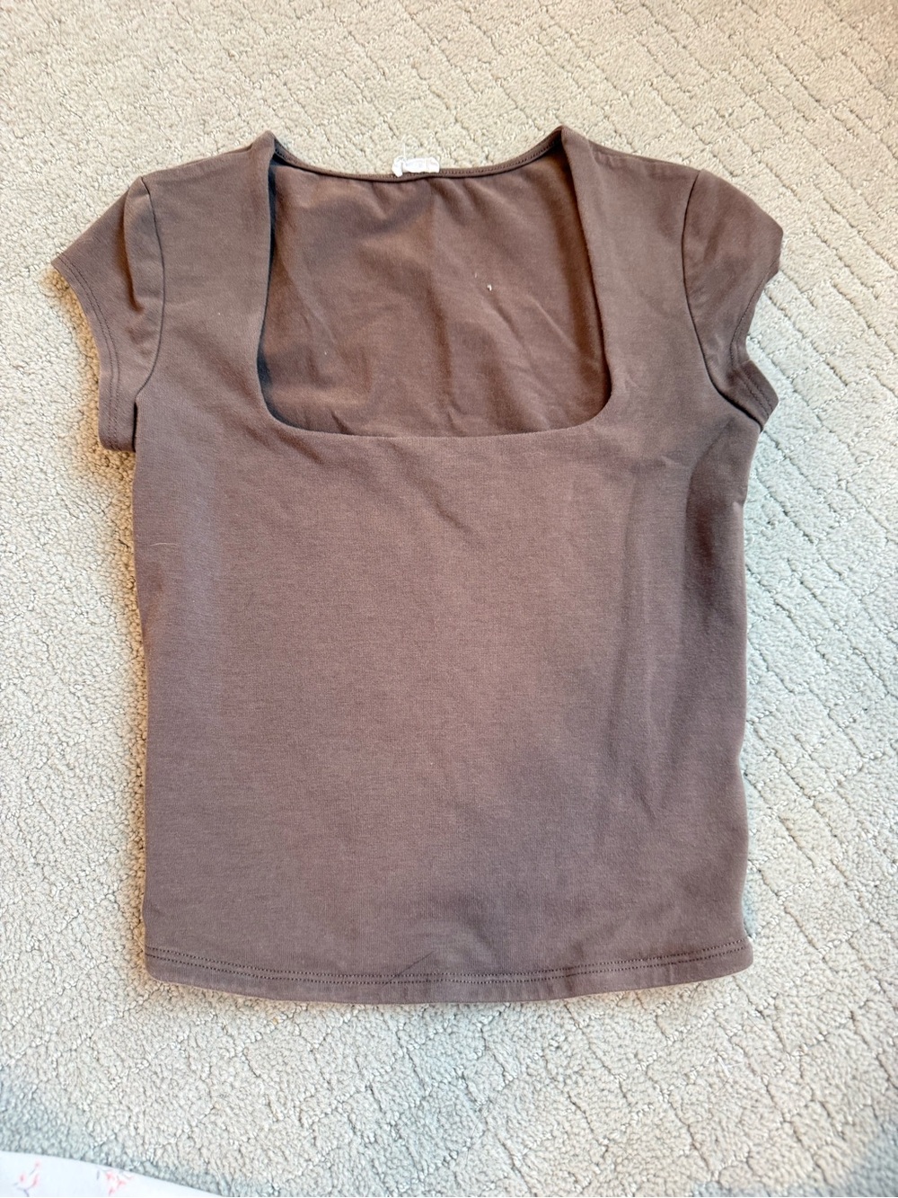 Garage Brown Square Neck Short Sleeve Tee